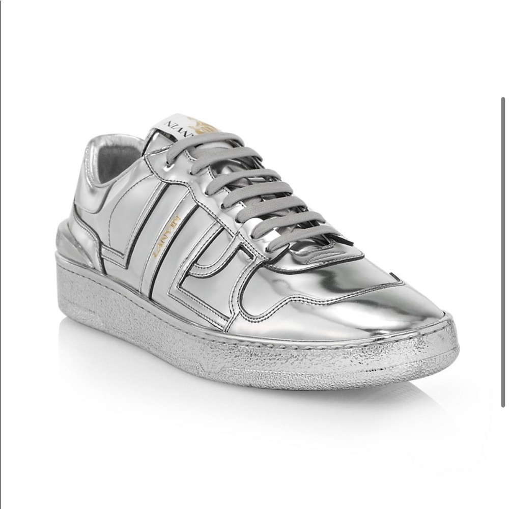 Lanvin low top silver metallic sneakers size 38